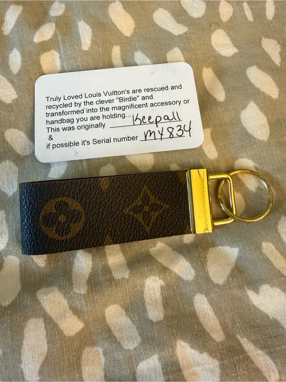 Authentic Repurposed Louis Vuitton Brown Monogram Key Fob with Gold Hardware.